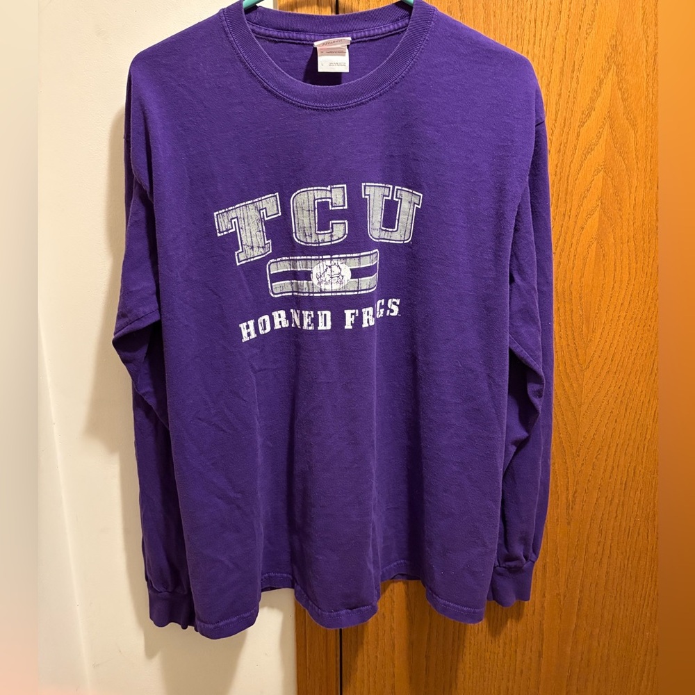Vintage TCU Horned Frogs Long Sleeve Shirt Viatran Size Large